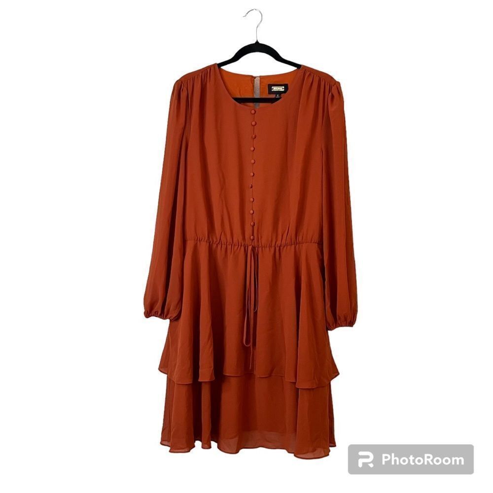 Alexia Admor Long Sleeve Fit And Flare Mini Chiffon Dress New Size 12